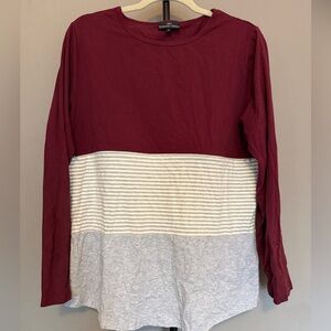 Nursing Queen Burgundy Color Block Long Sleeve Nursing Top - Size M
